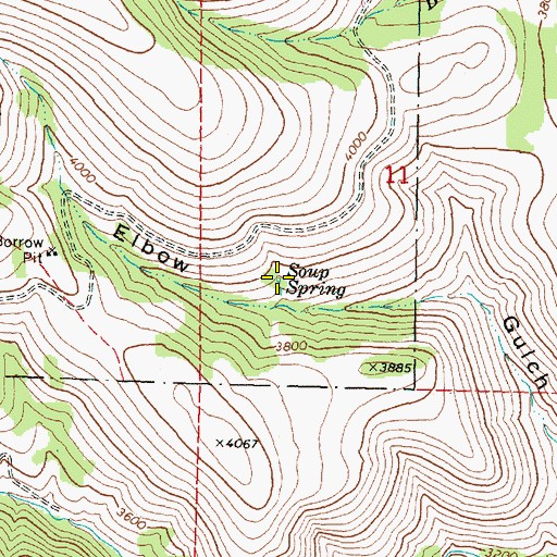 Topographic Map of Soup Spring, OR