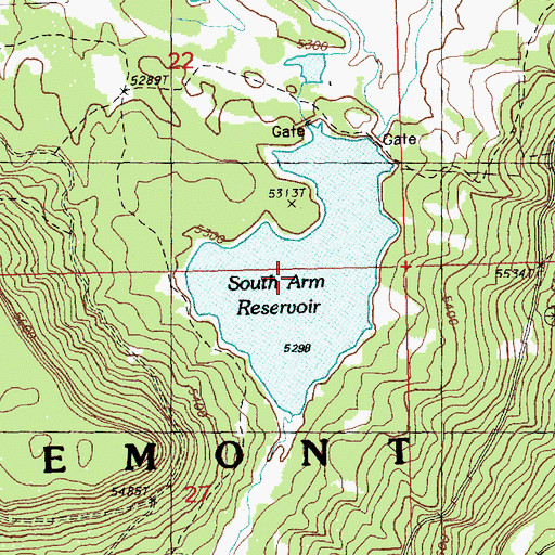 Topographic Map of South Arm Reservoir, OR