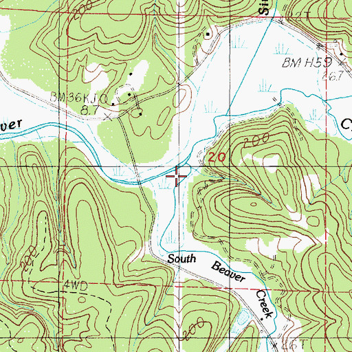 Topographic Map of South Beaver Creek, OR