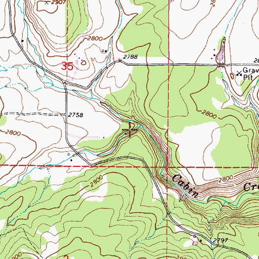 Topographic Map of South Fork Cabin Creek, OR