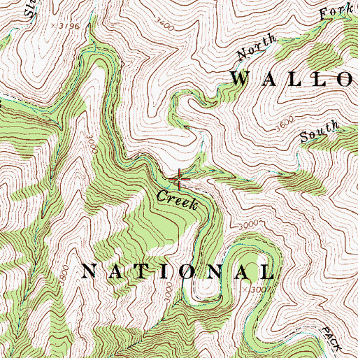 Topographic Map of South Fork Cliff Creek, OR