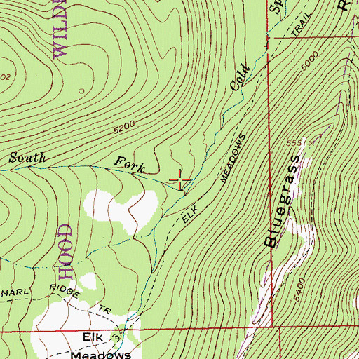 Topographic Map of South Fork Cold Spring Creek, OR