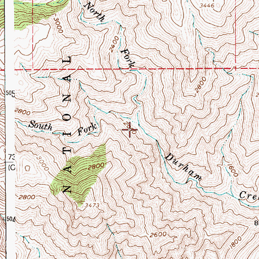 Topographic Map of South Fork Durham Creek, OR