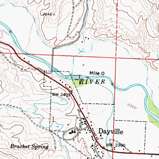 Topographic Map of South Fork John Day River, OR