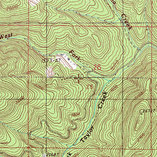 Topographic Map of South Fork Taylor Creek, OR