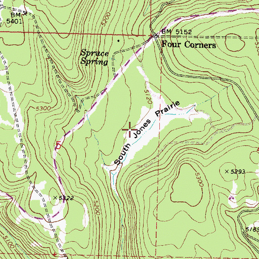 Topographic Map of South Jones Prairie, OR
