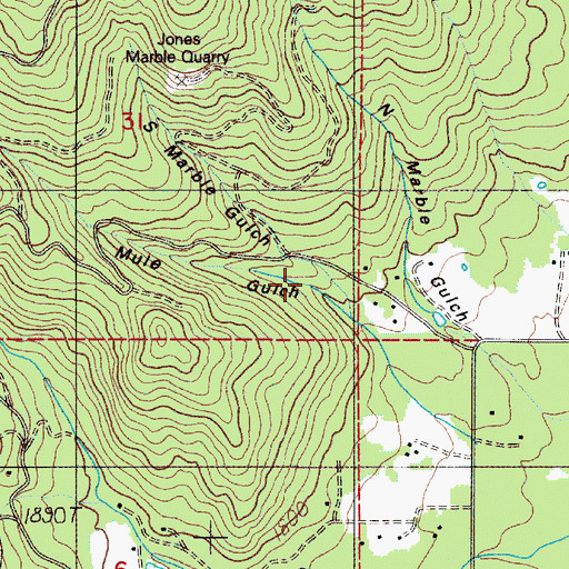 Topographic Map of South Marble Gulch, OR