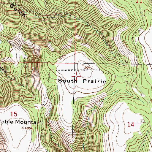 Topographic Map of South Prairie, OR
