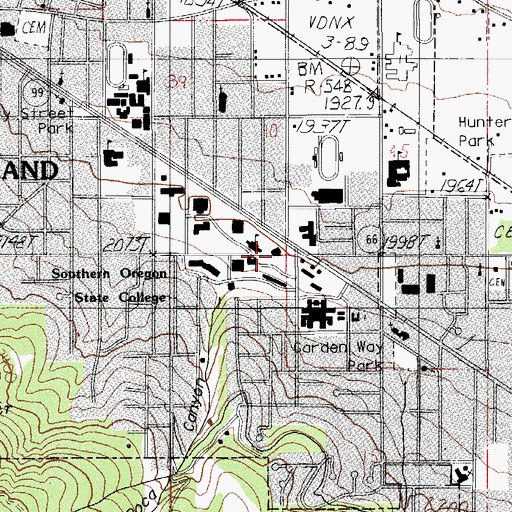 Topographic Map of Southern Oregon State University, OR