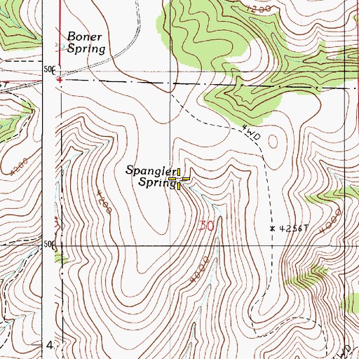 Topographic Map of Spangler Spring, OR