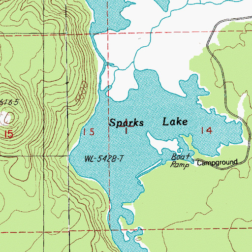 Topographic Map of Sparks Lake, OR