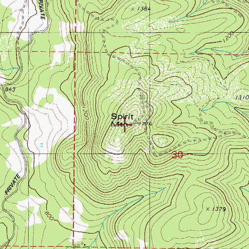 Topographic Map of Spirit Mountain, OR