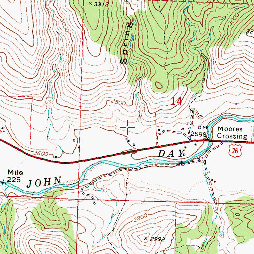Topographic Map of Spring Gulch, OR