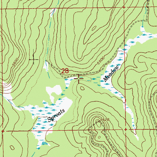 Topographic Map of Sproats Meadow, OR