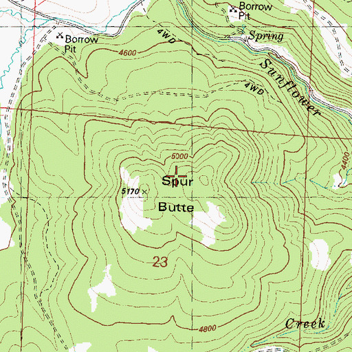 Topographic Map of Spur Butte, OR