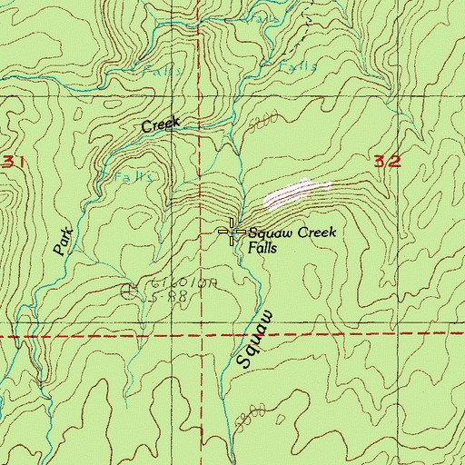 Topographic Map of Upper Chush Falls, OR
