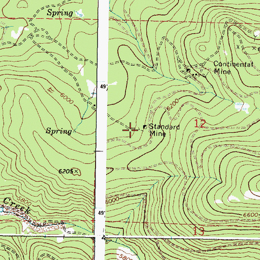 Topographic Map of Standard Mine, OR