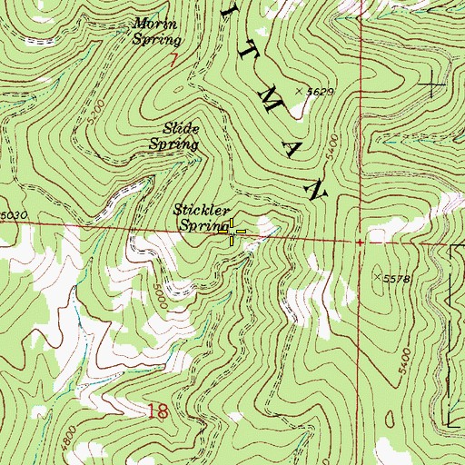 Topographic Map of Stickler Spring, OR