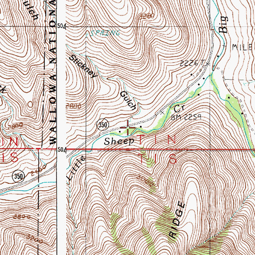 Topographic Map of Stickney Gulch, OR