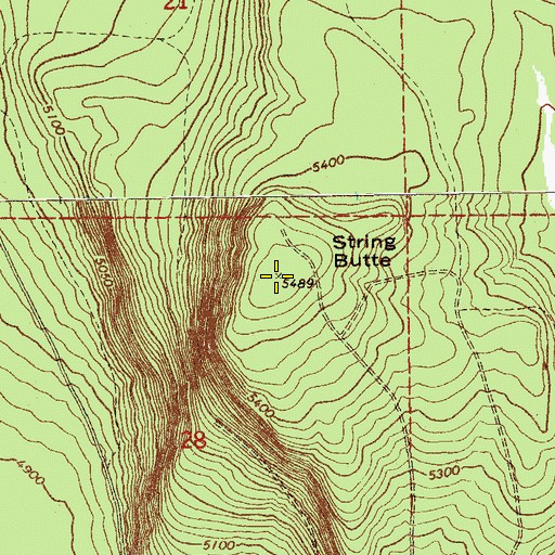 Topographic Map of String Butte, OR
