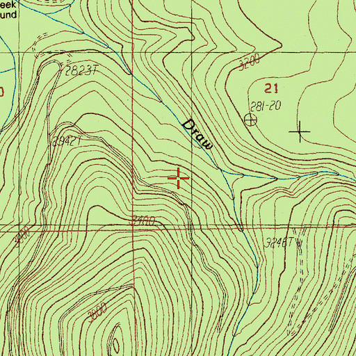 Topographic Map of String Creek, OR