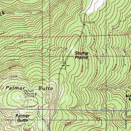 Topographic Map of Stump Prairie, OR