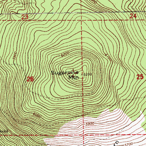 Topographic Map of Sugarpine Mountain, OR