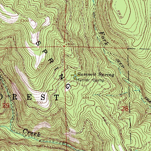 Topographic Map of Summit Spring, OR