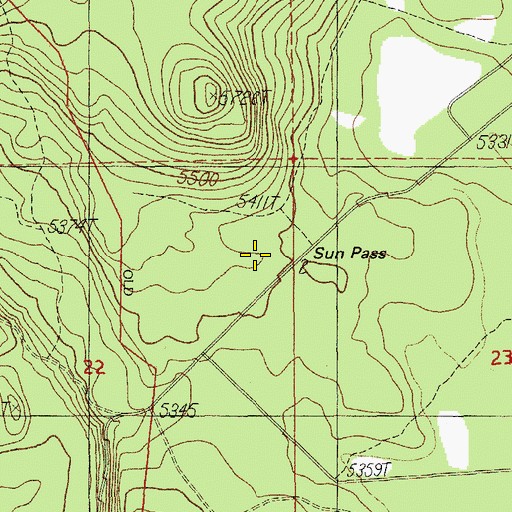 Topographic Map of Sun Pass, OR