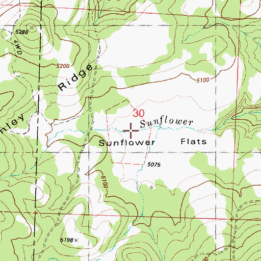 Topographic Map of Sunflower Flats, OR