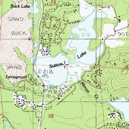 Topographic Map of Sutton Lake, OR