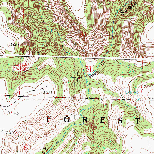 Topographic Map of Swale Creek, OR