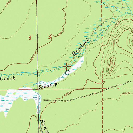 Topographic Map of Swamp Creek, OR