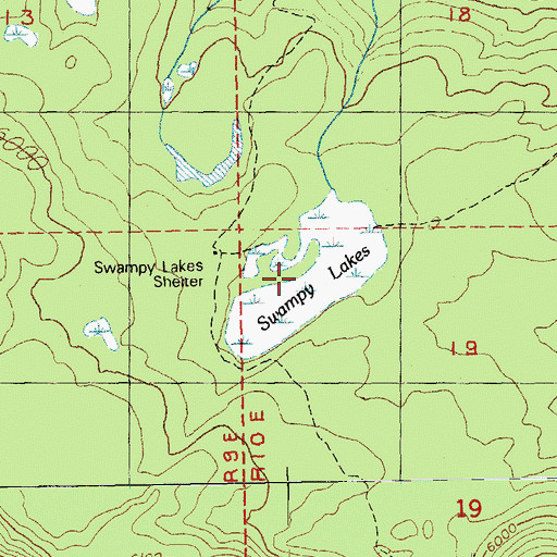 Topographic Map of Swampy Lakes, OR