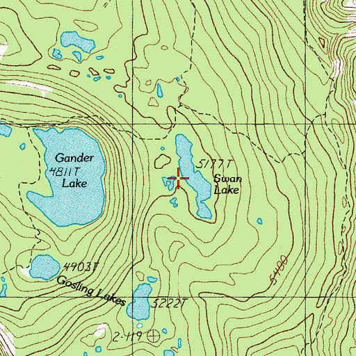 Topographic Map of Swan Lake, OR