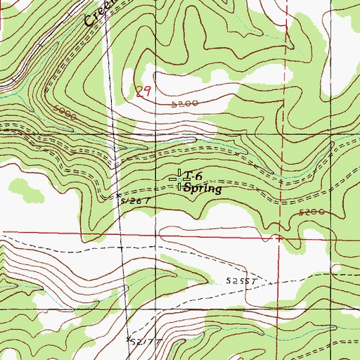 Topographic Map of T-6 Spring, OR