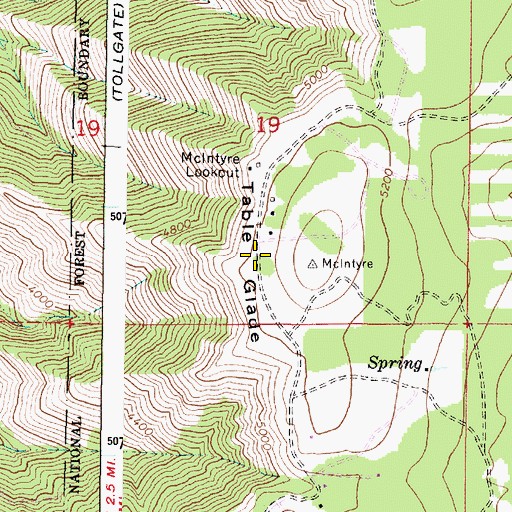 Topographic Map of Table Glade, OR
