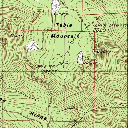 Topographic Map of Table Mountain, OR