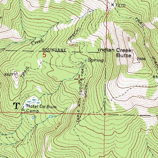 Topographic Map of Table Mountain Cutoff Trail, OR