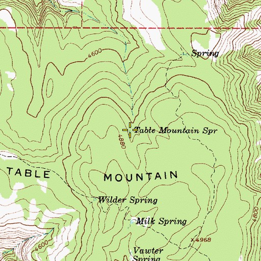 Topographic Map of Table Mountain Spring, OR