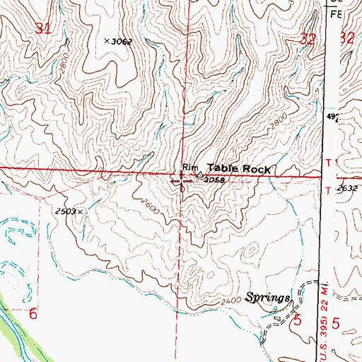 Topographic Map of Table Rock, OR