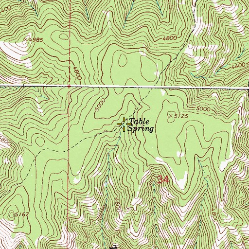 Topographic Map of Table Spring, OR