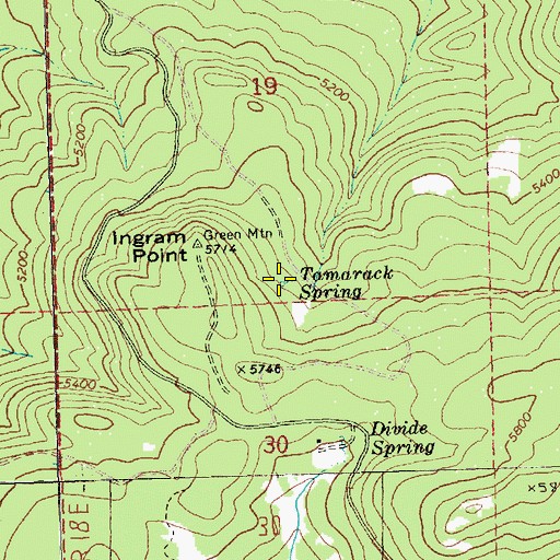 Topographic Map of Tamarack Spring, OR