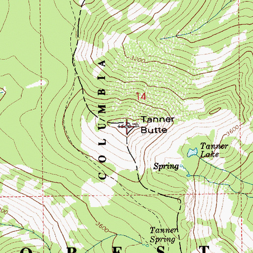 Topographic Map of Tanner Butte, OR