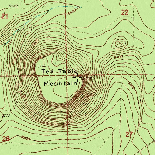 Topographic Map of Tea Table Mountain, OR