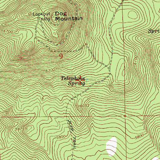 Topographic Map of Telephone Spring, OR