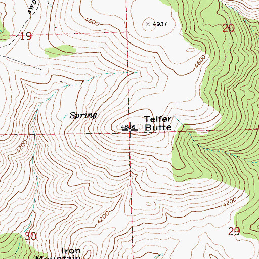 Topographic Map of Telfer Butte, OR