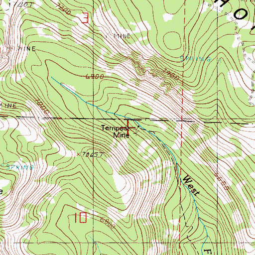 Topographic Map of Tempest Mine, OR