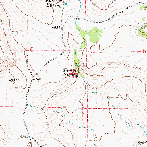 Topographic Map of Temple Spring, OR