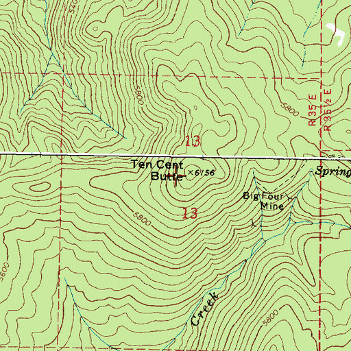 Topographic Map of Ten Cent Butte, OR